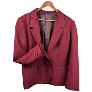 Vintage Burgundy SEARS ROEBUCK Blazer Jacket Maroon Coat Two Button Women Small?